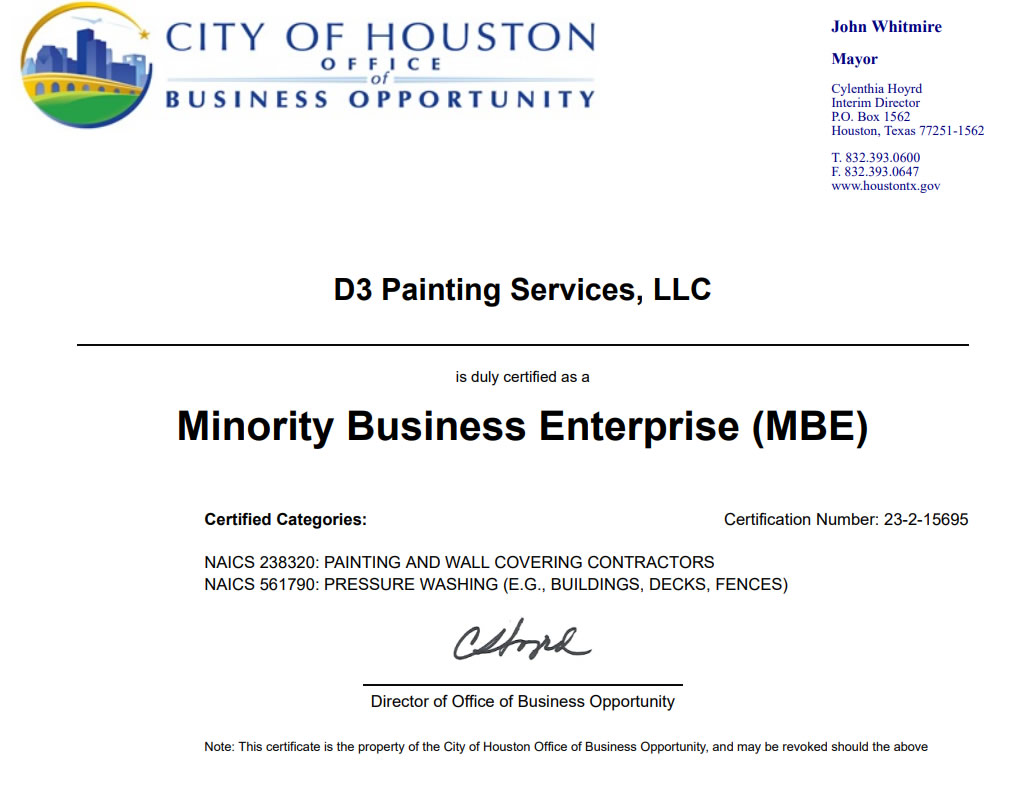 Minority Business Enterprise Certificate